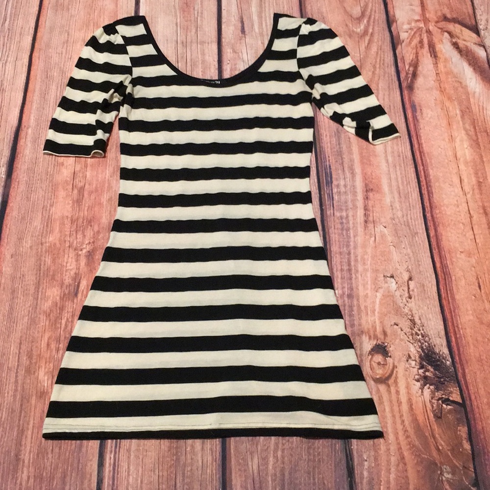 Mini dress- strip with scoop back and front